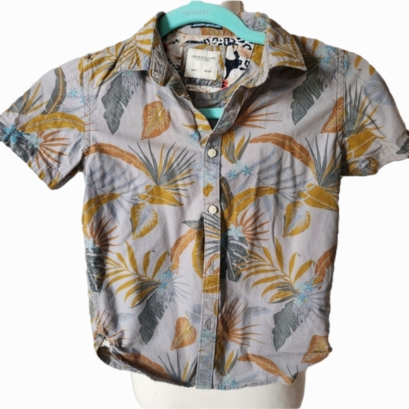 NWOT ❗️ Denim and Flower Ricky Singh boys tropical  flowers gray shirt size 7 - Picture 2 of 9